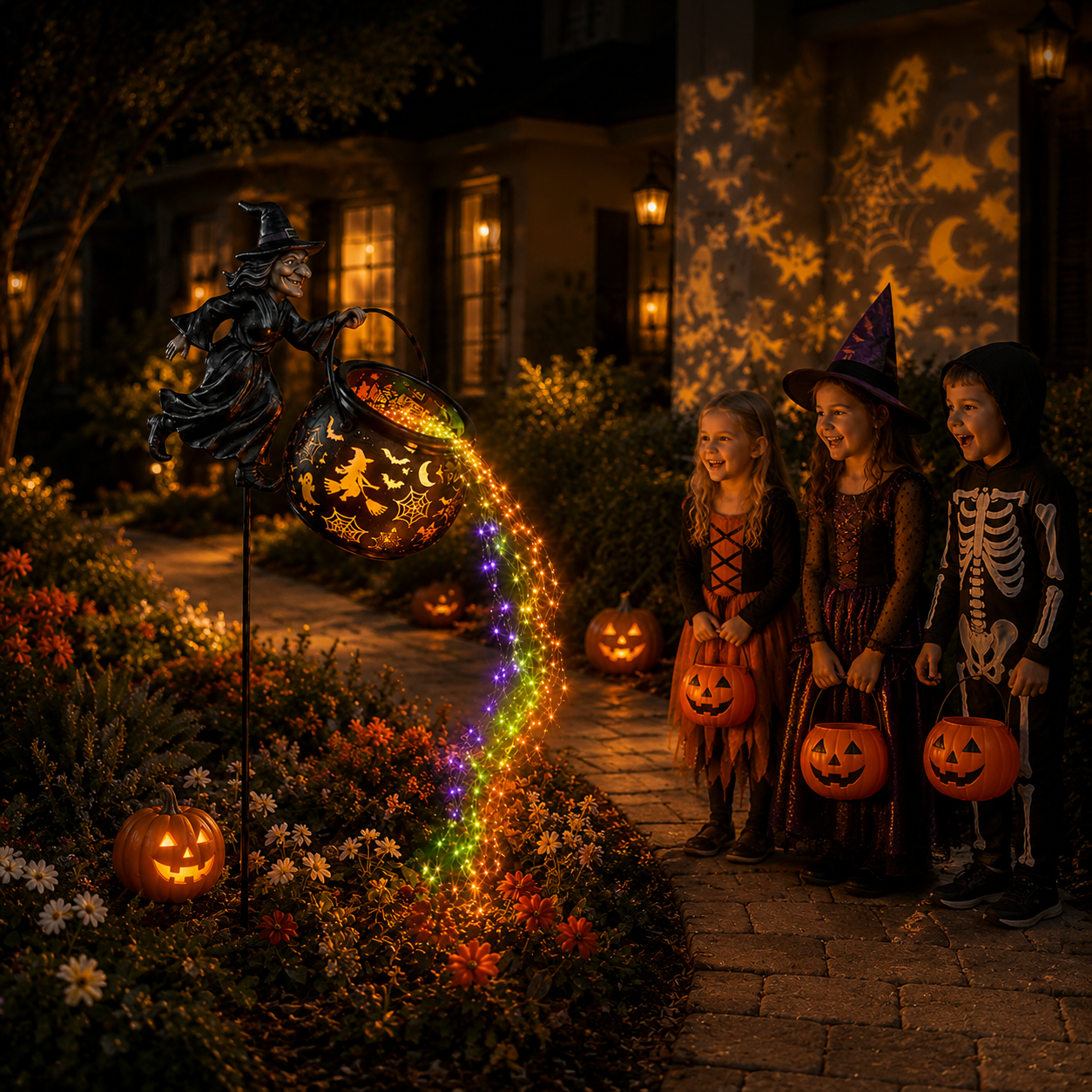 Halloween Witch Cauldron Garden Light