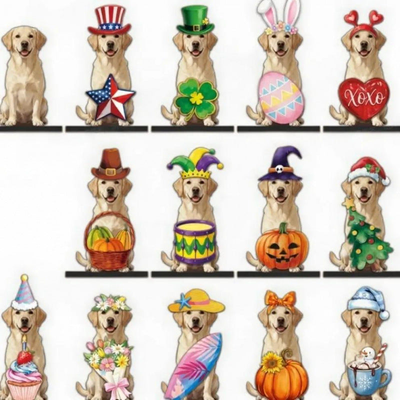 🐾LAST DAY 50% OFF - Interchangeable Seasonal Animal Wooden Decor Set
