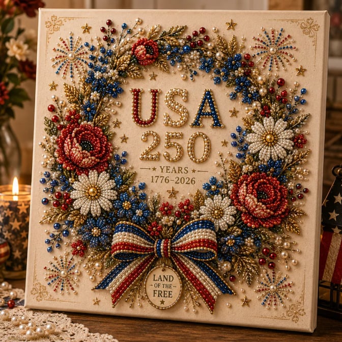 🔥🇺🇸 USA 250th Anniversary DIY Pearl Painting Kit ✨❤️‍🔥