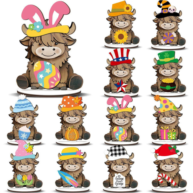 🐾LAST DAY 50% OFF - Interchangeable Seasonal Animal Wooden Decor Set