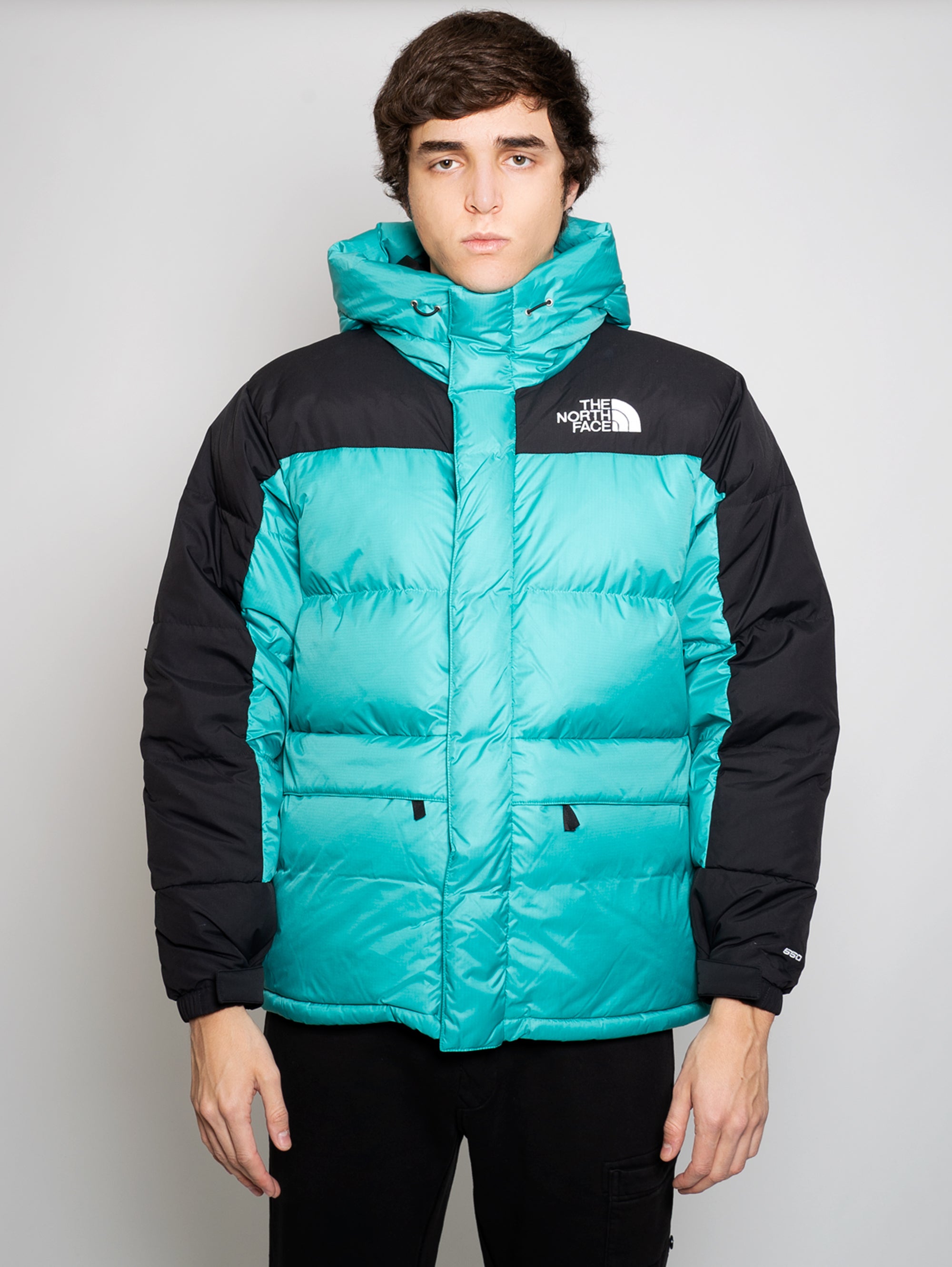 Color Block Down Jacket Green / Black