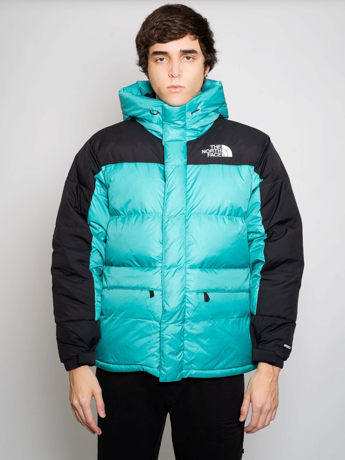 Color Block Down Jacket Green / Black