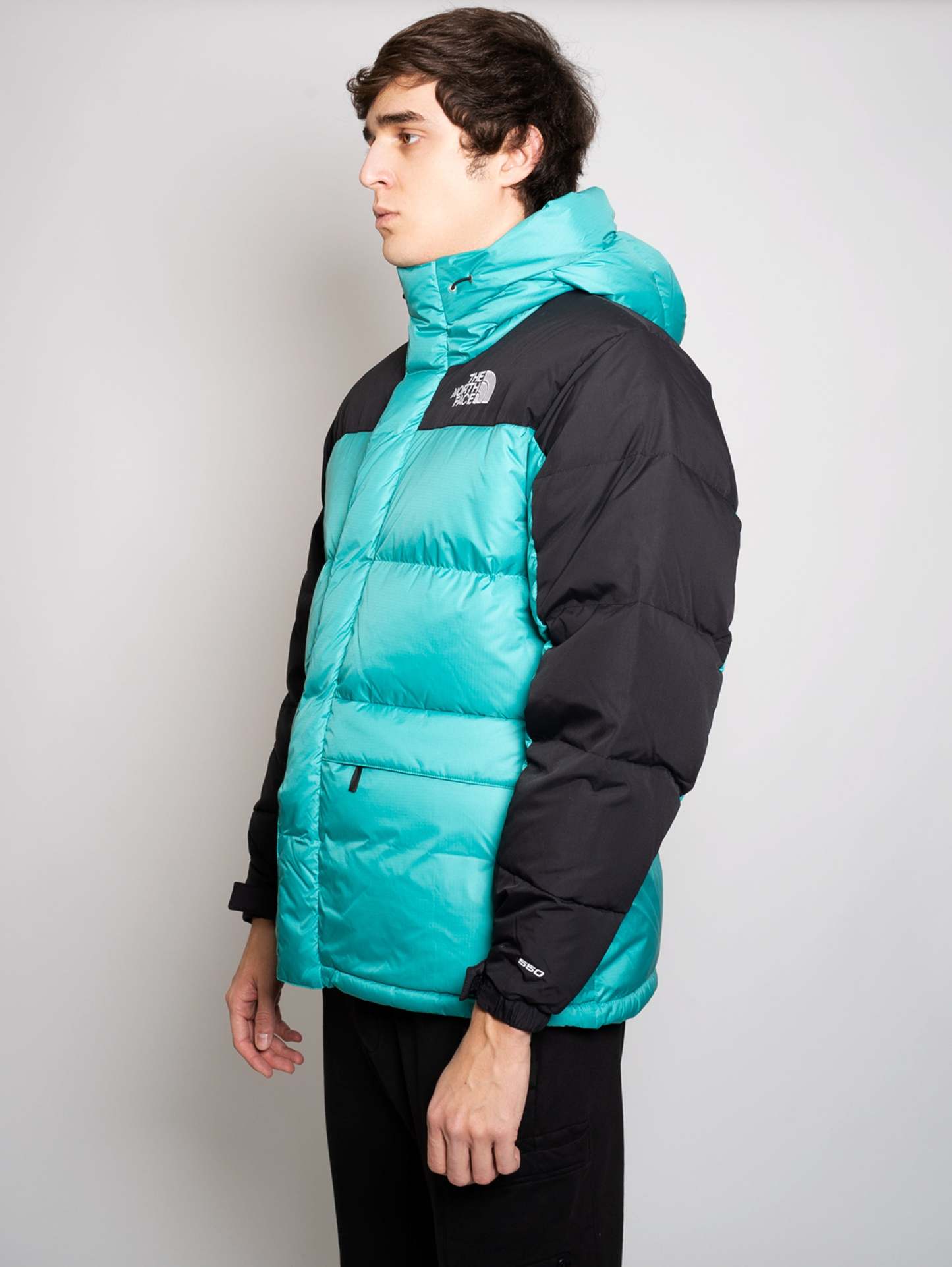 Color Block Down Jacket Green / Black