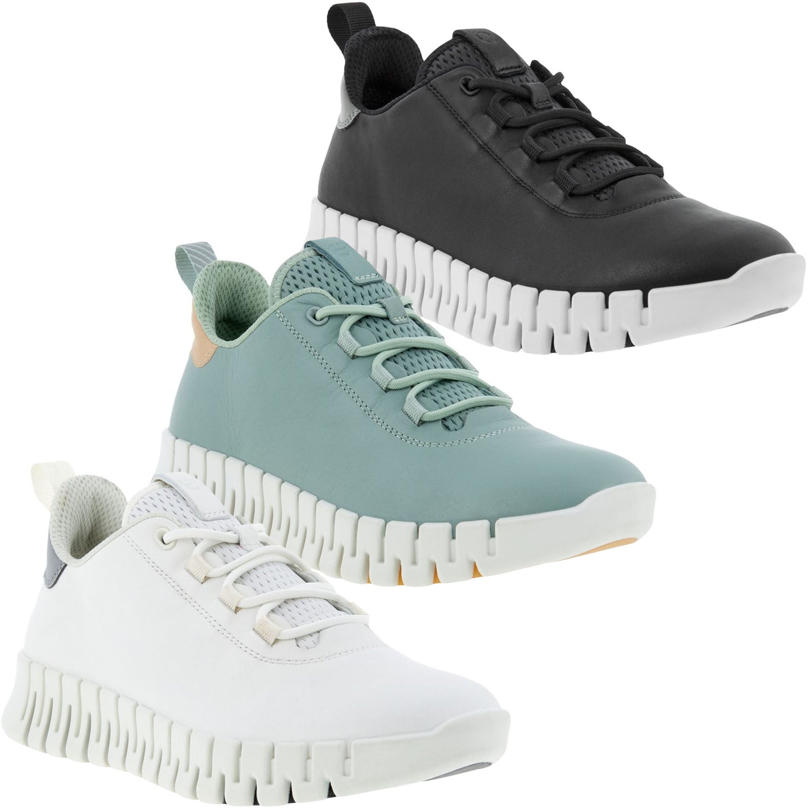 ECthtCO Womens Gruuv Leather Elastic Laces Trainers