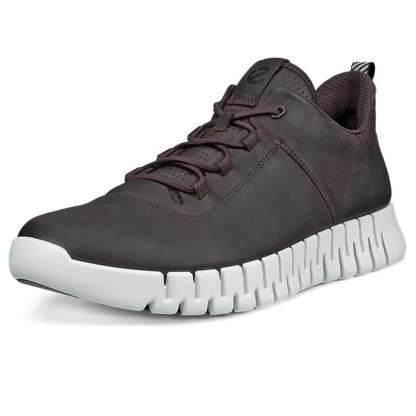 ECthtCO Mens Gruuv Leather Elastic Laces Trainers