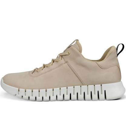 ECthtCO Mens Gruuv Leather Elastic Laces Trainers