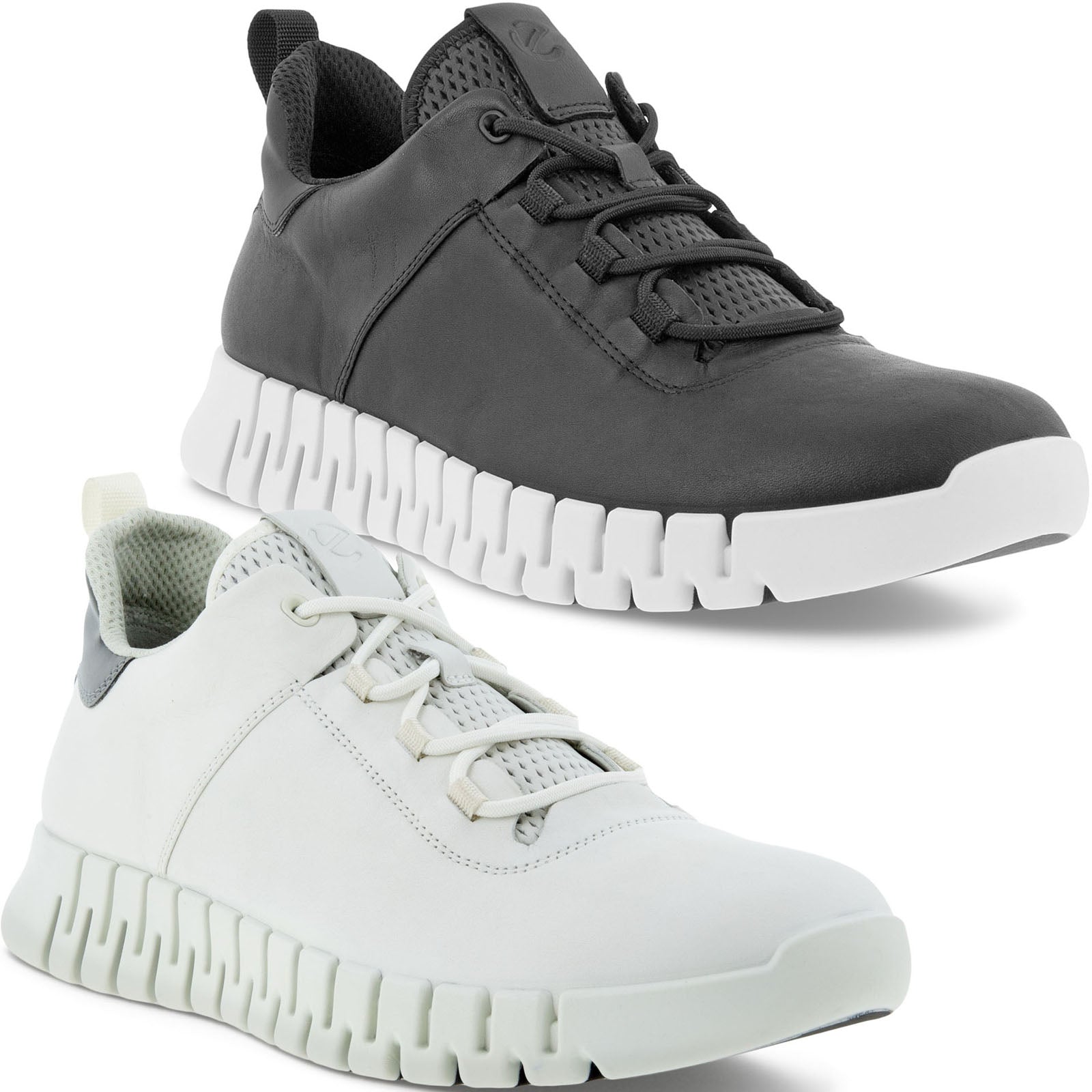 ECthtCO Mens Gruuv Leather Elastic Laces Trainers