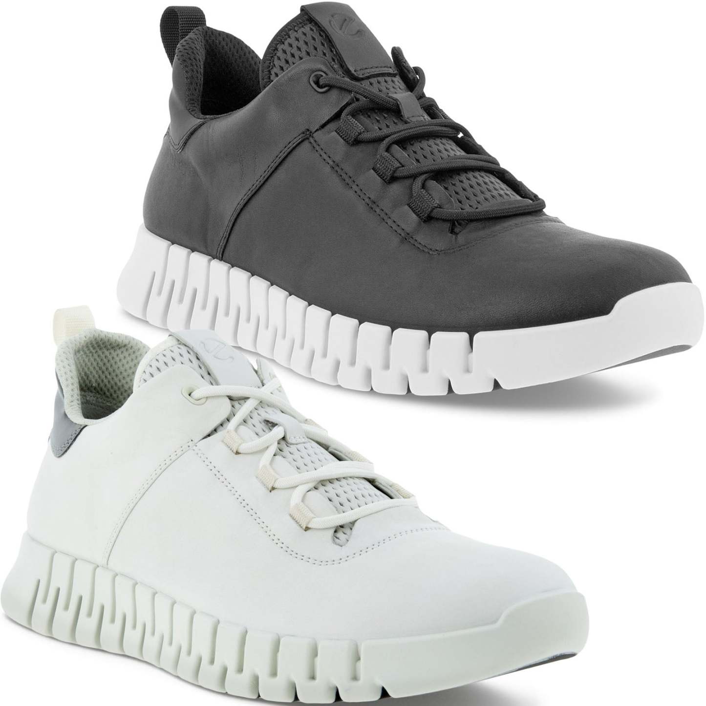 ECthtCO Mens Gruuv Leather Elastic Laces Trainers