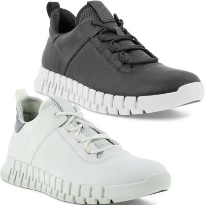 ECthtCO Mens Gruuv Leather Elastic Laces Trainers