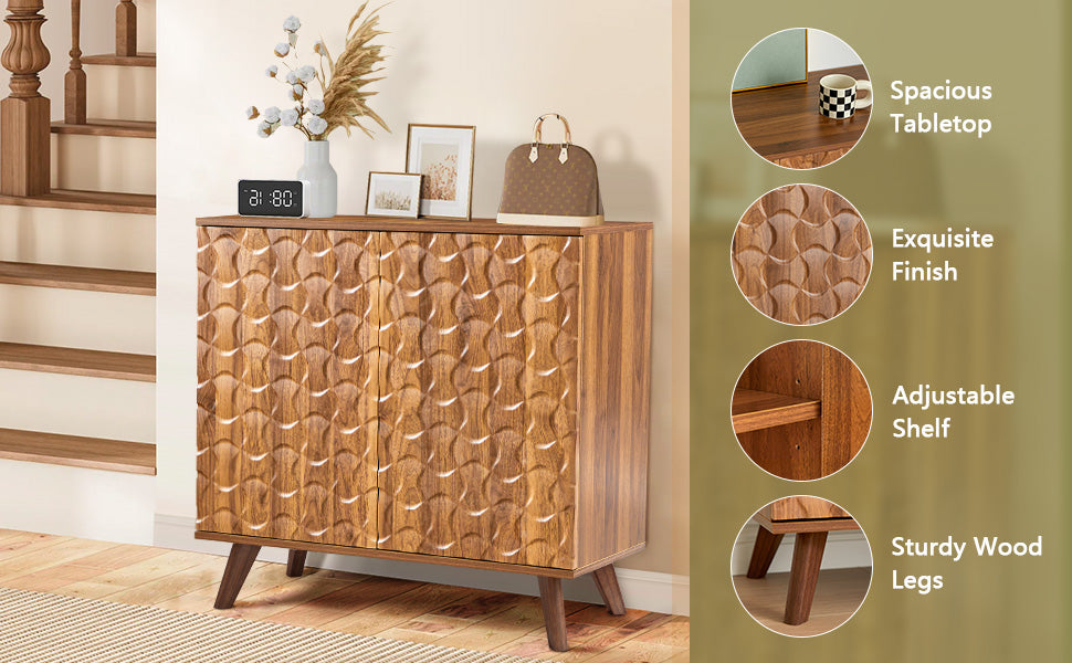 Modern Sideboard Buffet Cabinet with Scandinavian Fluted Door image 6