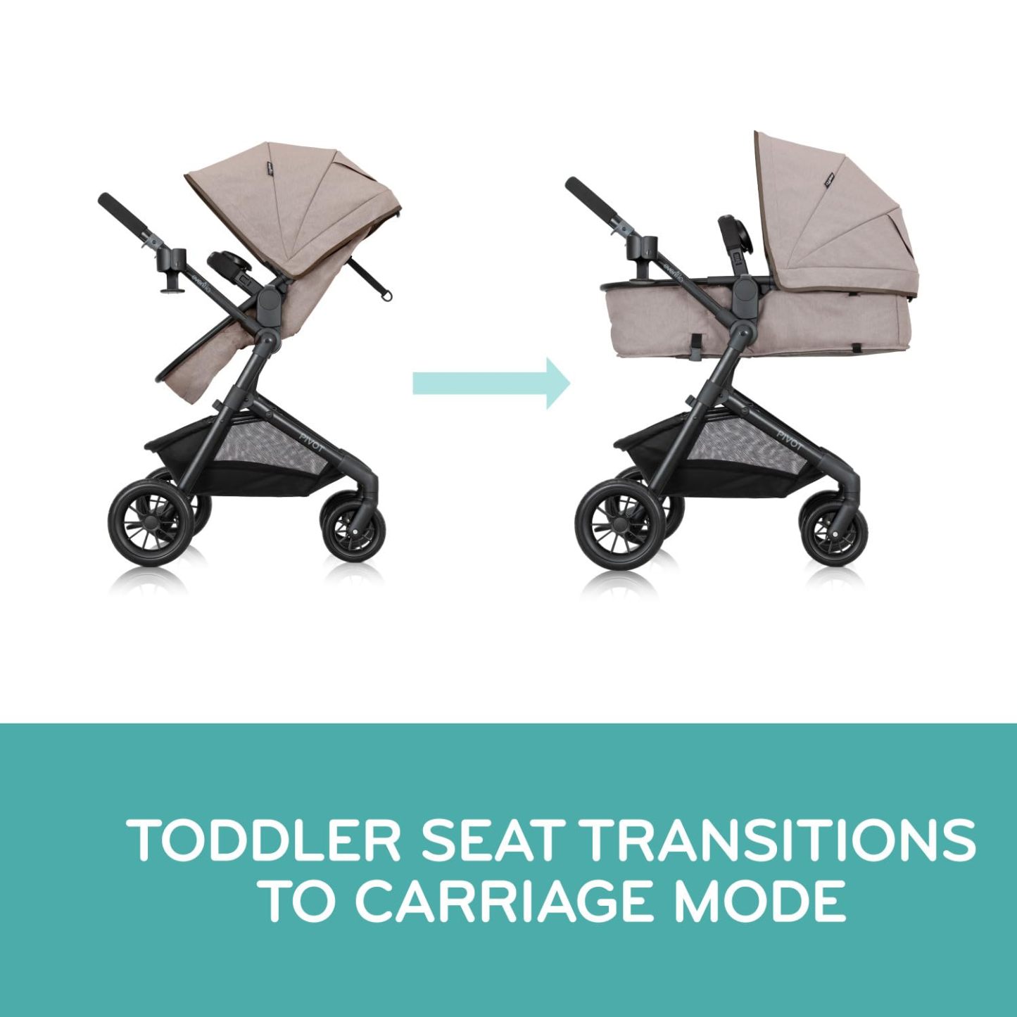 Evenflo Pivot Modular Travel System with LiteMax Infant Car Seat with Anti-Rebound Bar (Casual Gray)
