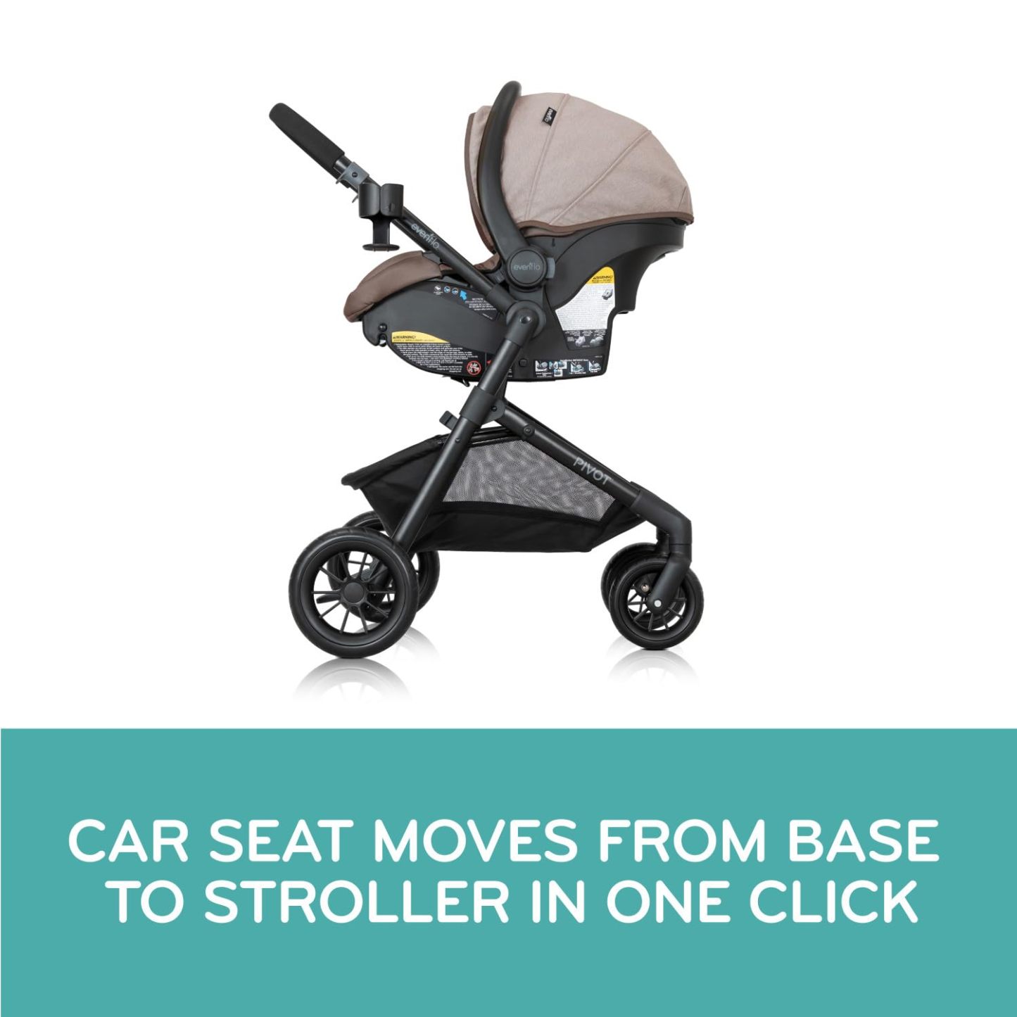 Evenflo Pivot Modular Travel System with LiteMax Infant Car Seat with Anti-Rebound Bar (Casual Gray)
