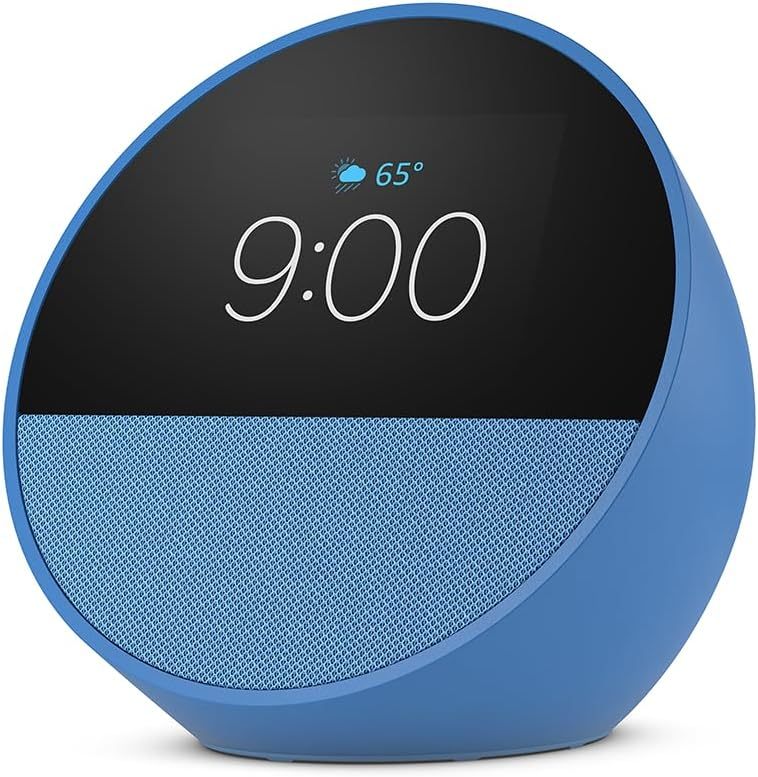 Amazon Echo Spot (newest model), Great for nightstands, offices and kitchens, Smart alarm clock with Alexa, Black