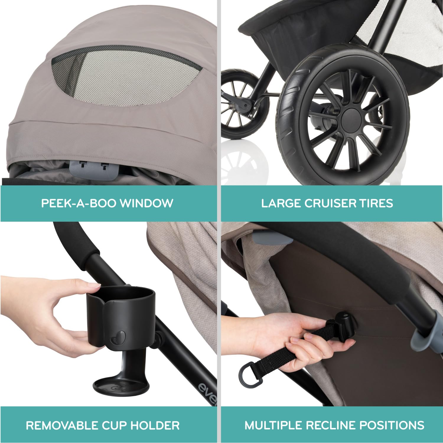 Evenflo Pivot Modular Travel System with LiteMax Infant Car Seat with Anti-Rebound Bar (Casual Gray)