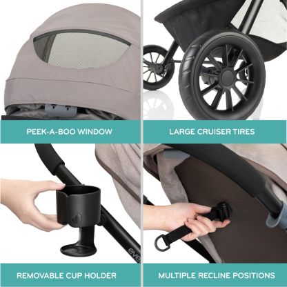 Evenflo Pivot Modular Travel System with LiteMax Infant Car Seat with Anti-Rebound Bar (Casual Gray)