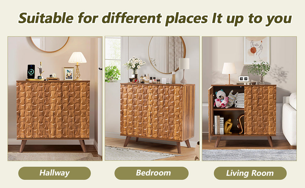 Modern Sideboard Buffet Cabinet with Scandinavian Fluted Door image 5