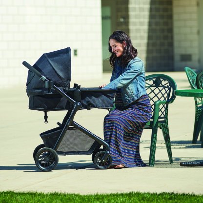Evenflo Pivot Modular Travel System with LiteMax Infant Car Seat with Anti-Rebound Bar (Casual Gray)