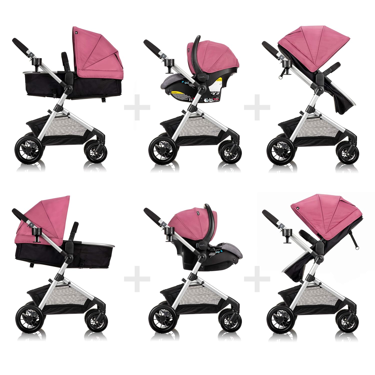 Evenflo Pivot Modular Travel System with LiteMax Infant Car Seat with Anti-Rebound Bar (Casual Gray)
