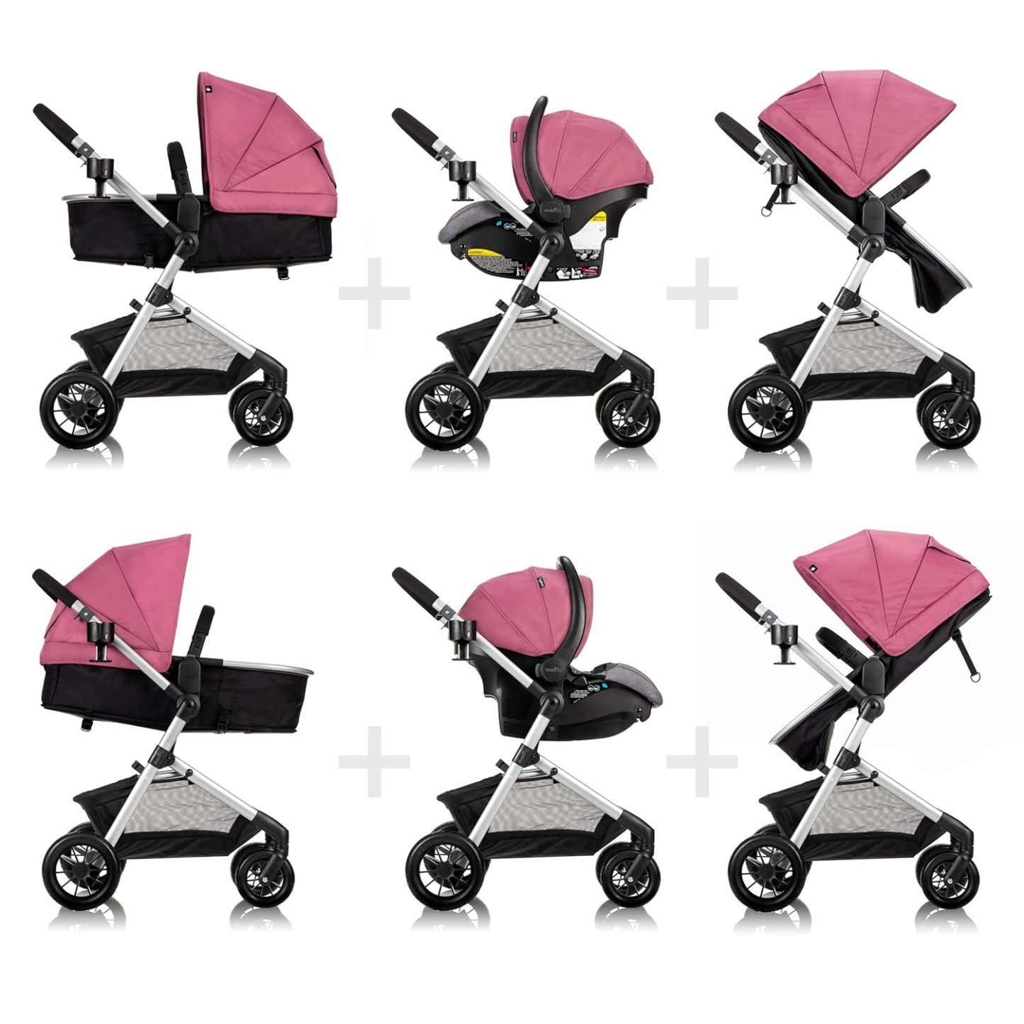 Evenflo Pivot Modular Travel System with LiteMax Infant Car Seat with Anti-Rebound Bar (Casual Gray)