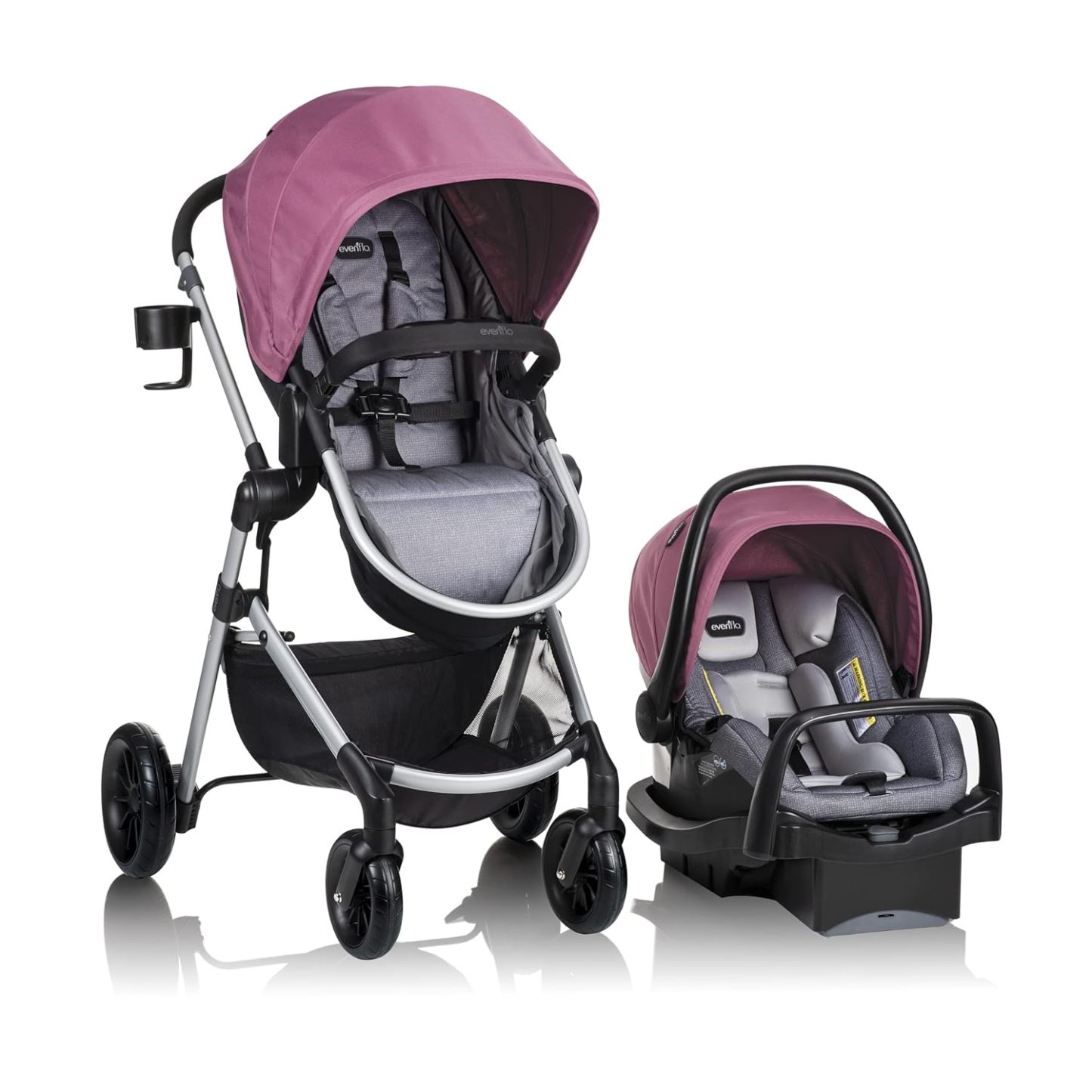 Evenflo Pivot Modular Travel System with LiteMax Infant Car Seat with Anti-Rebound Bar (Casual Gray)