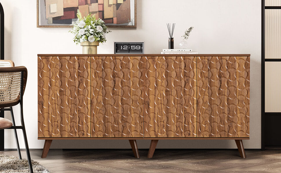 Modern Sideboard Buffet Cabinet with Scandinavian Fluted Door image1