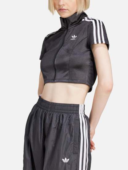 Short Sleeve Track Top - Black