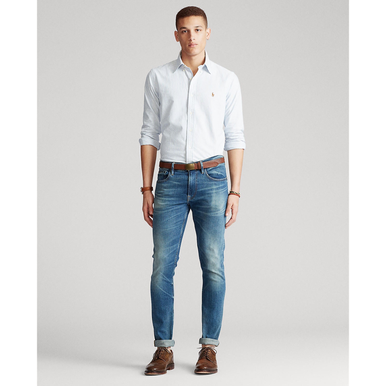 Polo Ralthtph Lauthtren - Oxford Shirt - Stripe - Blue & White