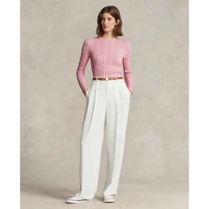 Polo Ralthtph Lauthtren - Julianna Cable-Knit Cotton Crewneck Sweater - Carmel Pink