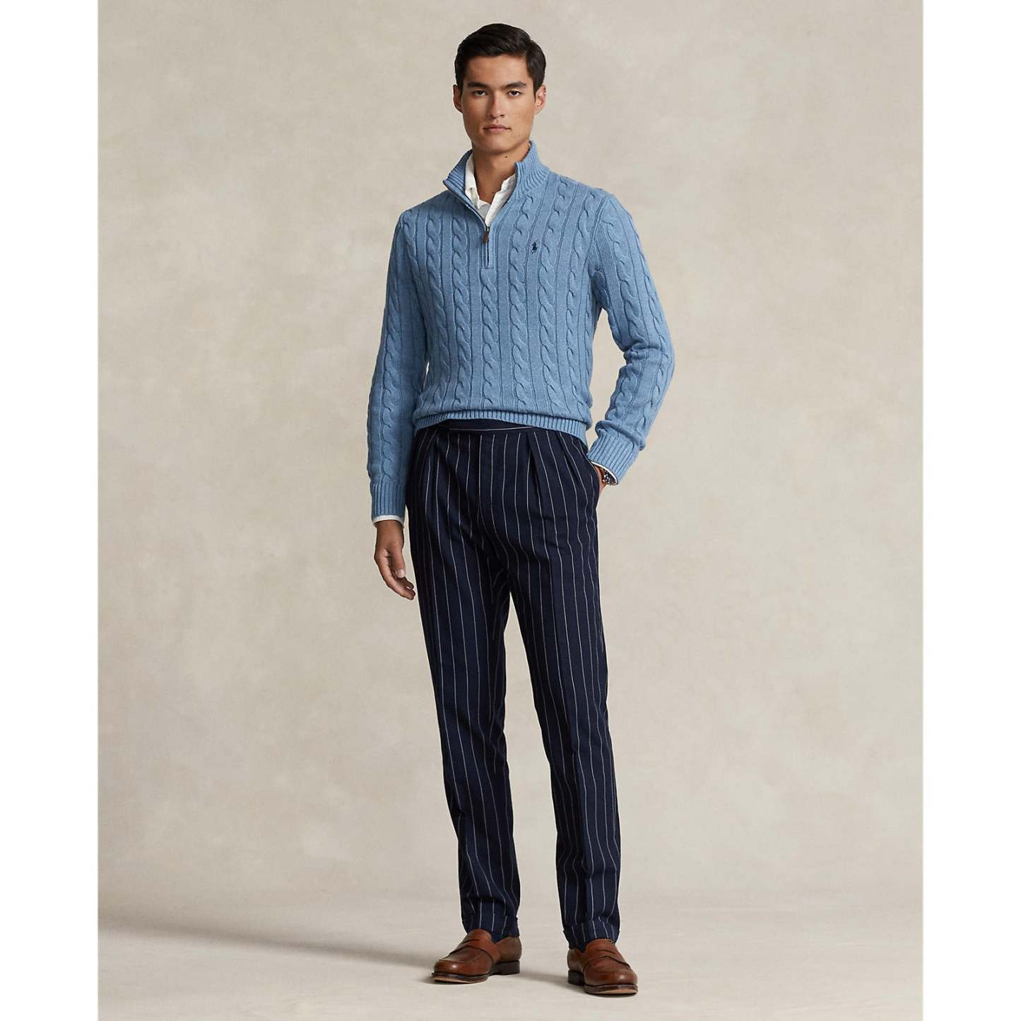 Polo Ralthtph Lauthtren - Cable Knit Cotton Sweater - Sky Blue Heather