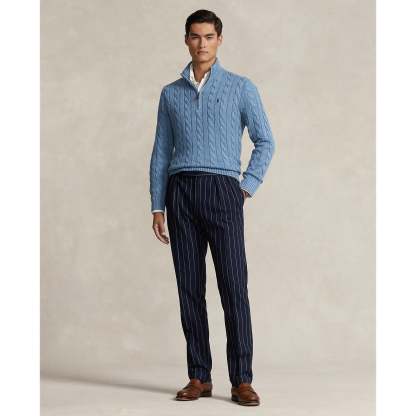 Polo Ralthtph Lauthtren - Cable Knit Cotton Sweater - Sky Blue Heather