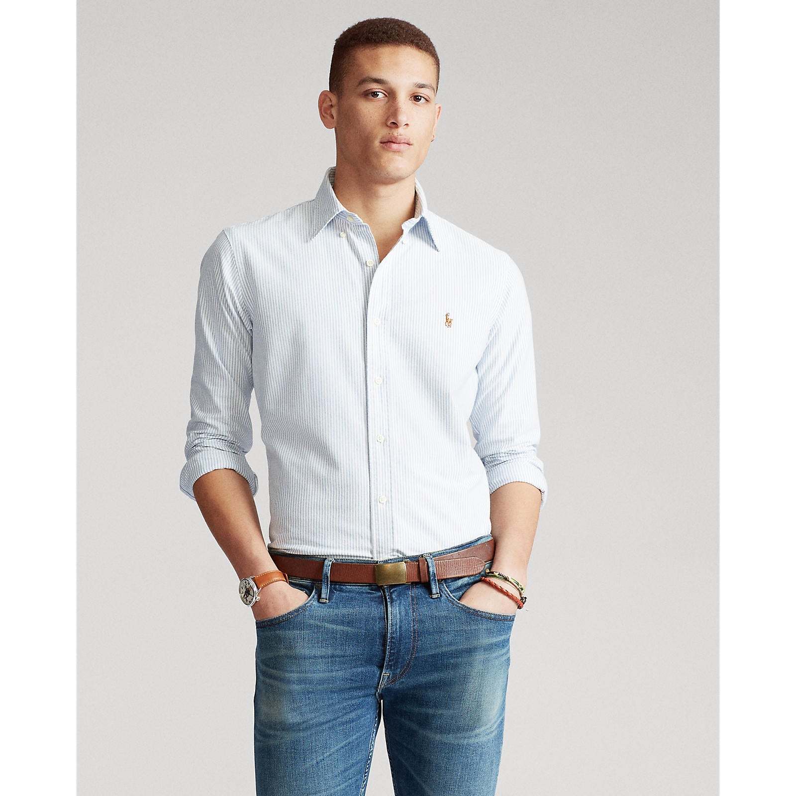 Polo Ralthtph Lauthtren - Oxford Shirt - Stripe - Blue & White