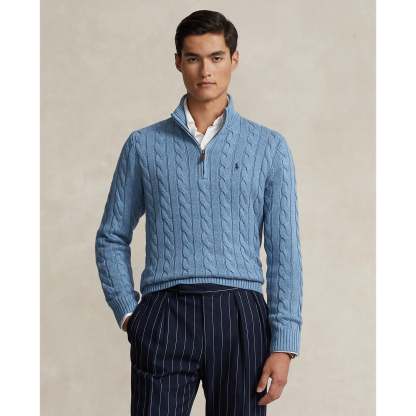 Polo Ralthtph Lauthtren - Cable Knit Cotton Sweater - Sky Blue Heather