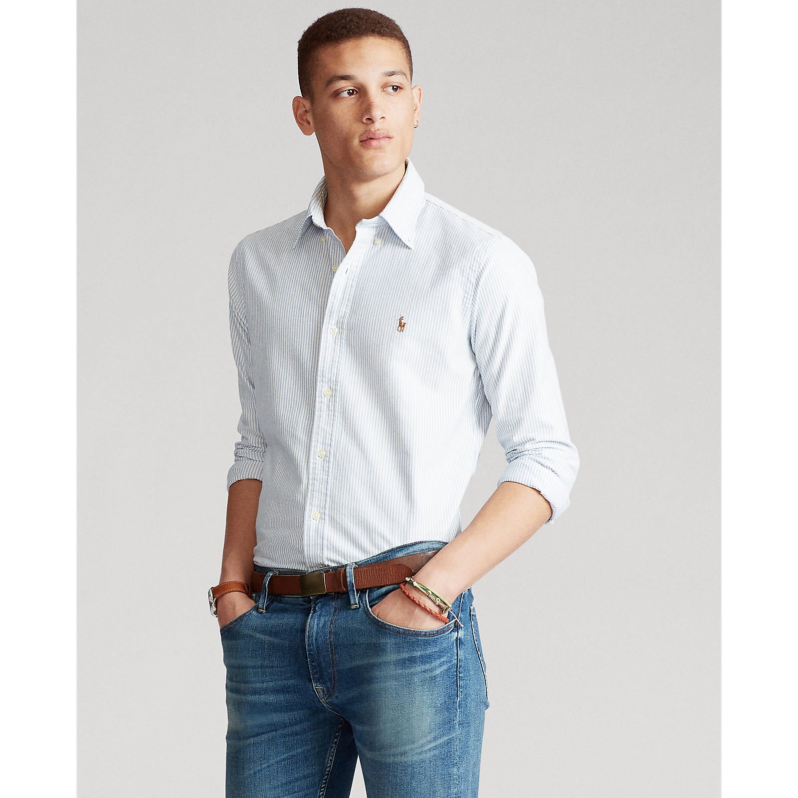 Polo Ralthtph Lauthtren - Oxford Shirt - Stripe - Blue & White