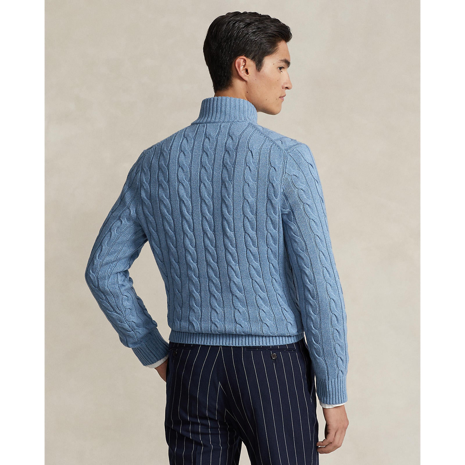 Polo Ralthtph Lauthtren - Cable Knit Cotton Sweater - Sky Blue Heather