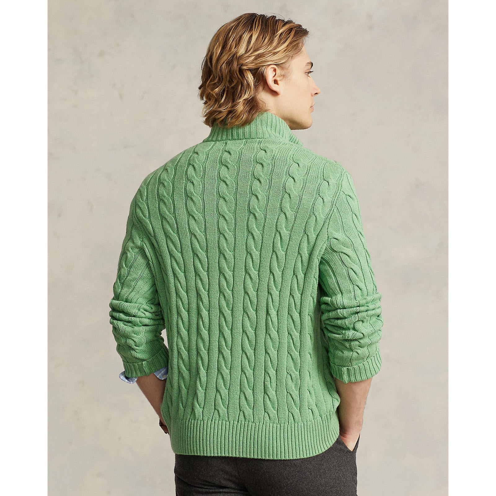 Polo Ralthtph Lauthtren - Cable Knit Cotton Sweater - Green Heather