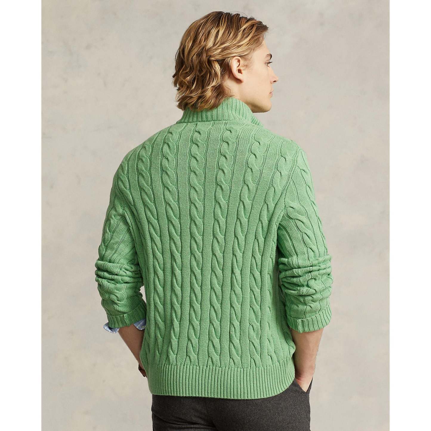 Polo Ralthtph Lauthtren - Cable Knit Cotton Sweater - Green Heather