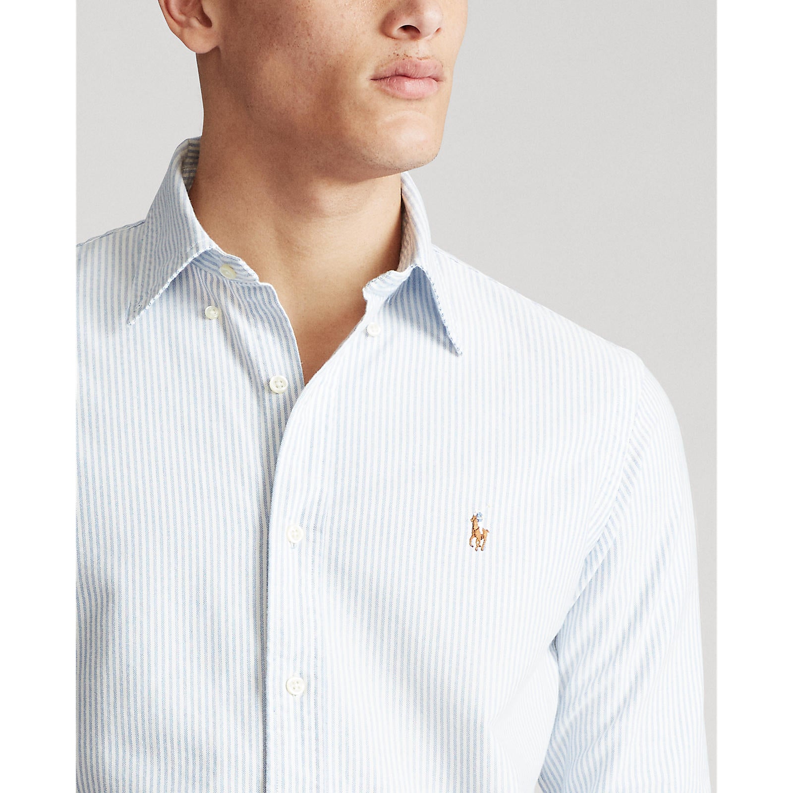 Polo Ralthtph Lauthtren - Oxford Shirt - Stripe - Blue & White
