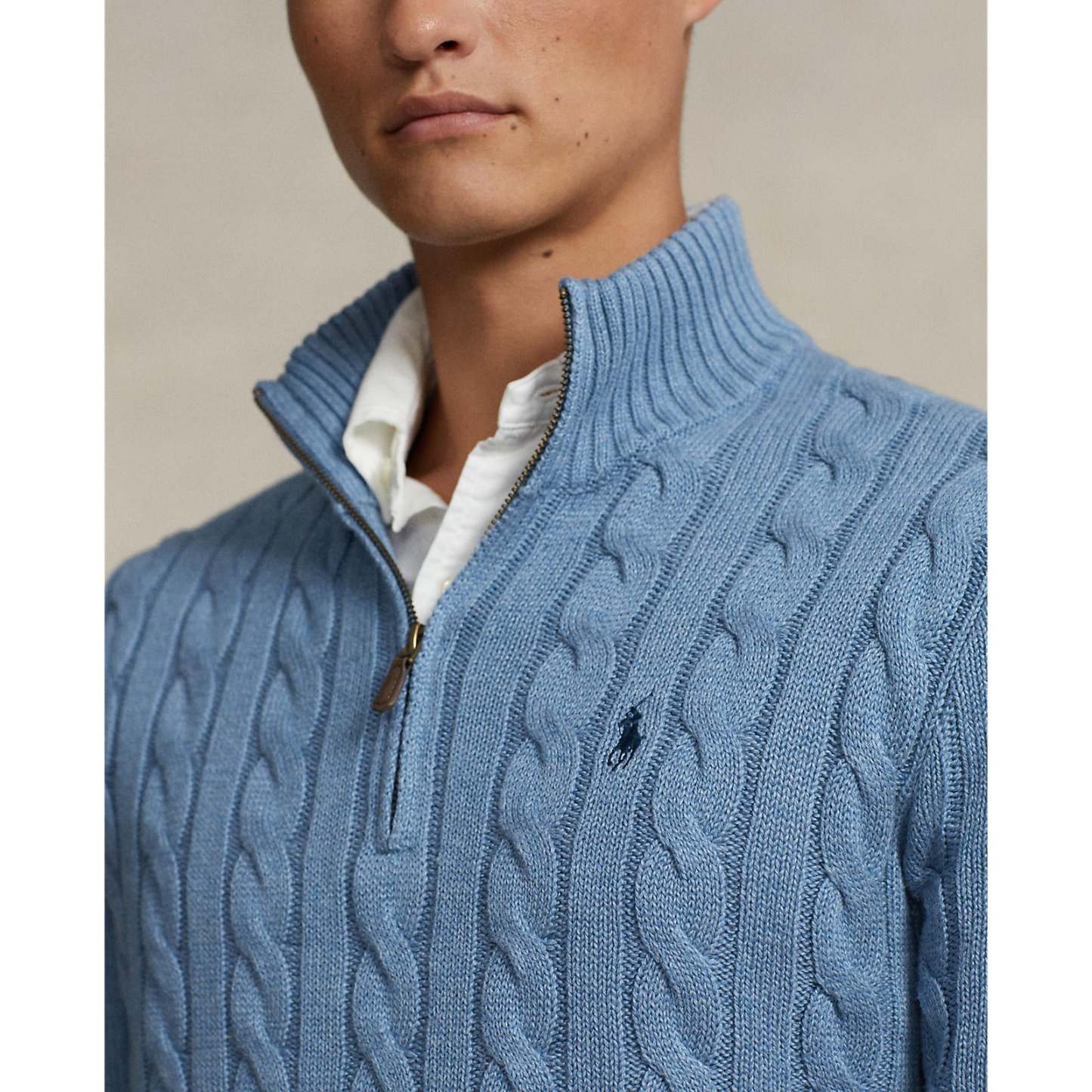 Polo Ralthtph Lauthtren - Cable Knit Cotton Sweater - Sky Blue Heather