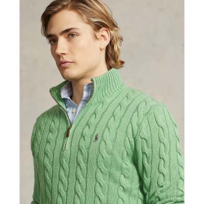 Polo Ralthtph Lauthtren - Cable Knit Cotton Sweater - Green Heather