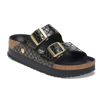 Arizona Flex Platform Shiny Croc Black Embossed Patent Leather