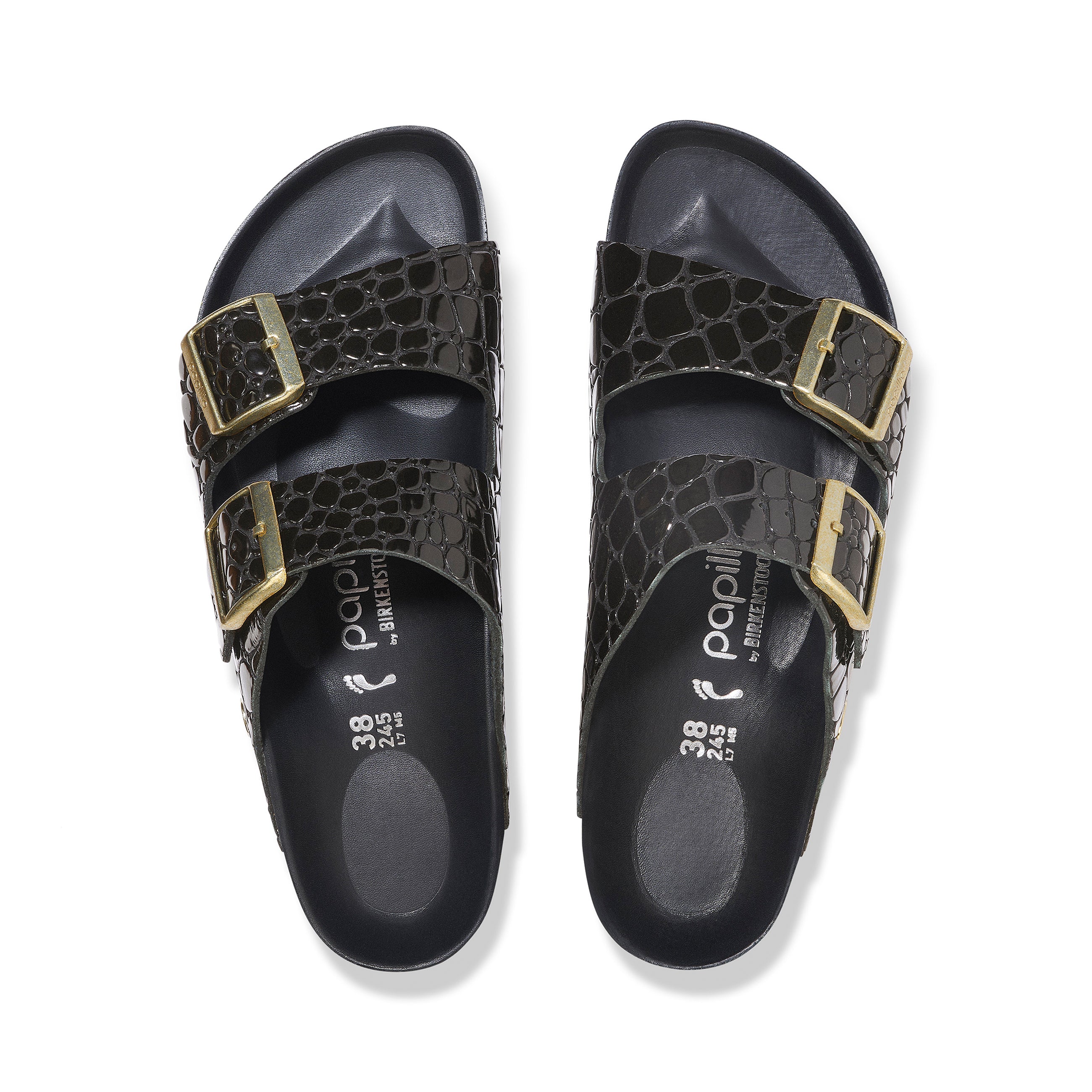 Arizona Flex Platform Shiny Croc Black Embossed Patent Leather