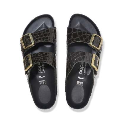 Arizona Flex Platform Shiny Croc Black Embossed Patent Leather