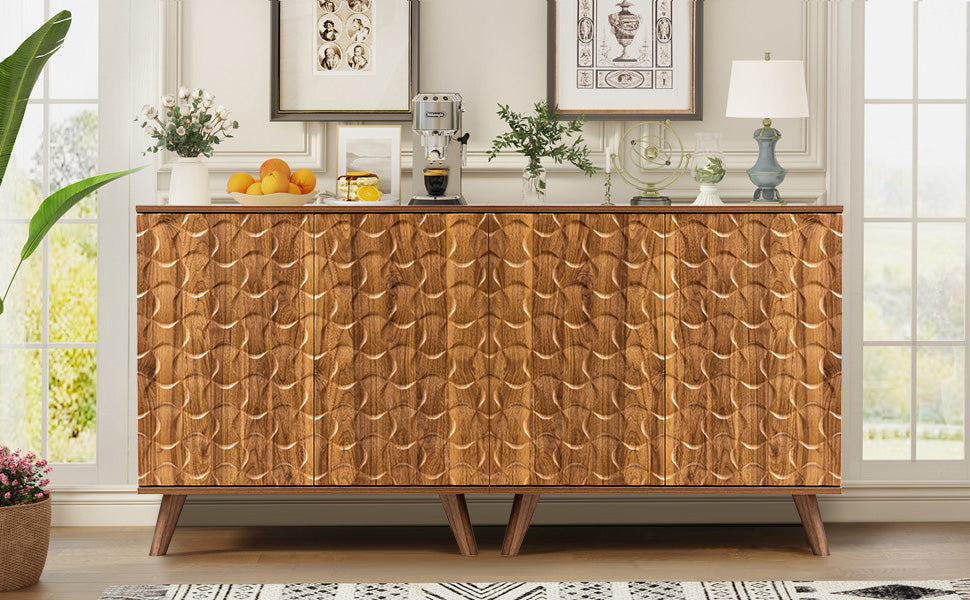 Modern Sideboard Buffet Cabinet with Scandinavian Fluted Door image 3