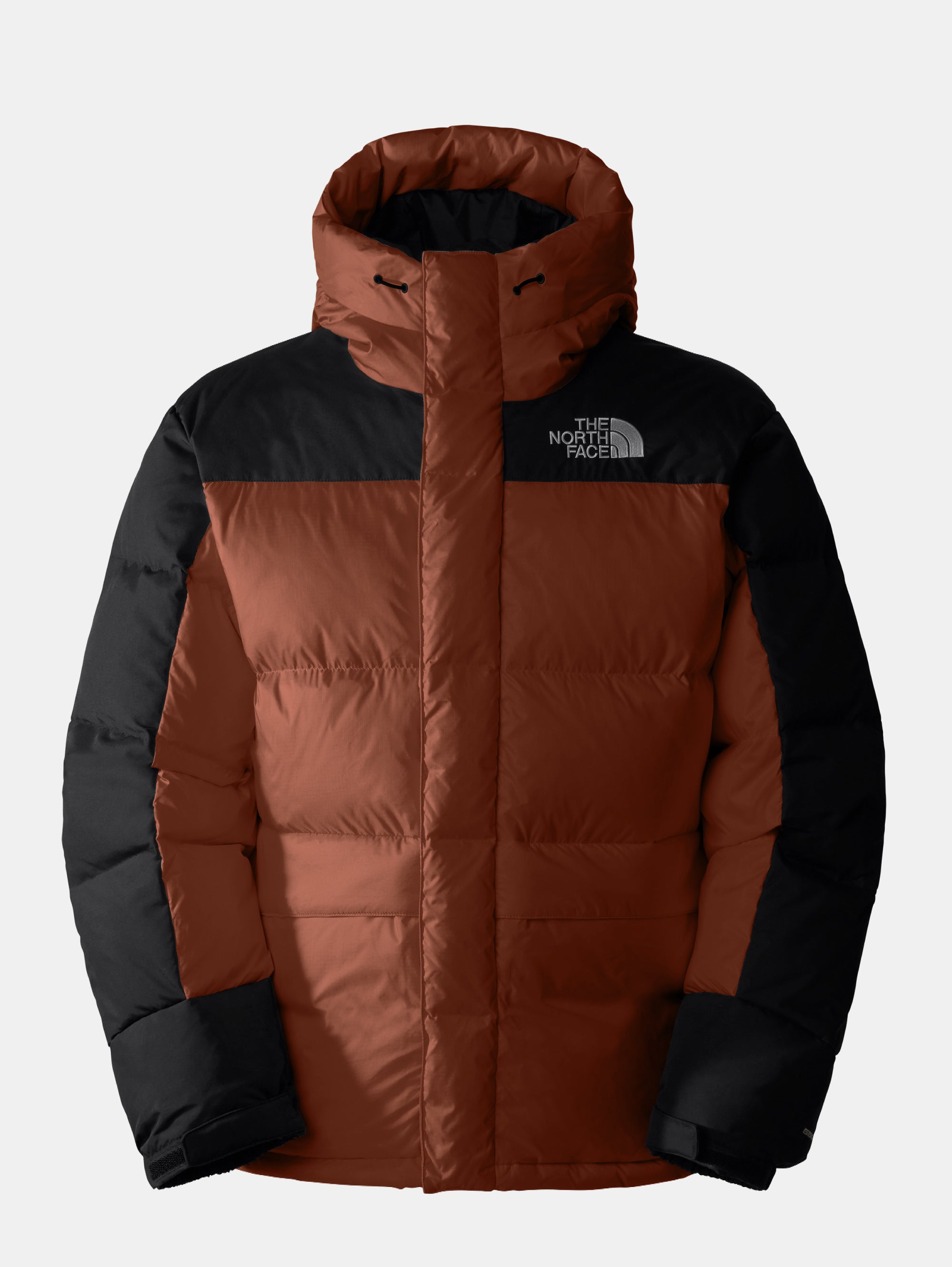 Color Block Himalayan Earth/Black Hooded Down Jacket