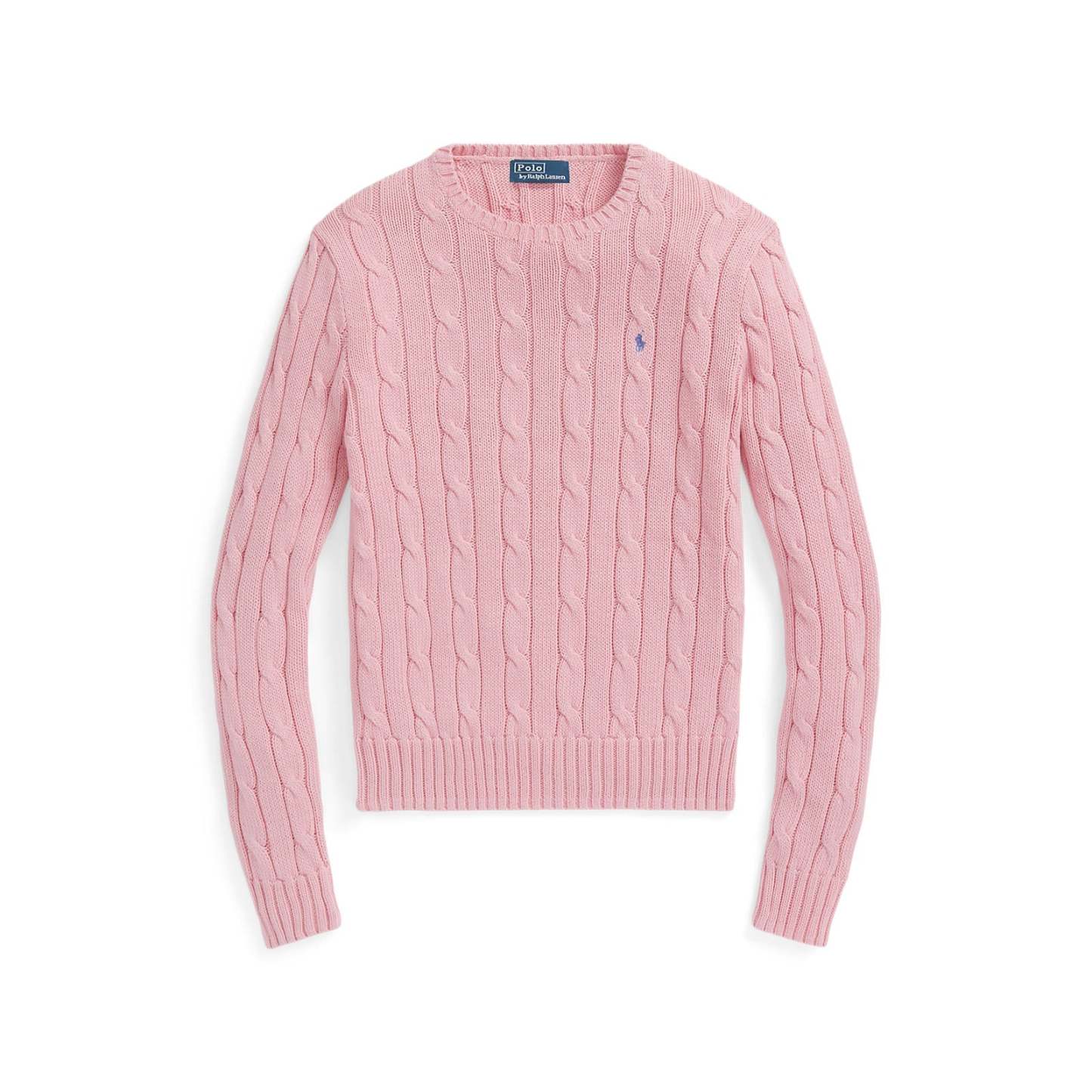 Polo Ralthtph Lauthtren - Julianna Cable-Knit Cotton Crewneck Sweater - Carmel Pink