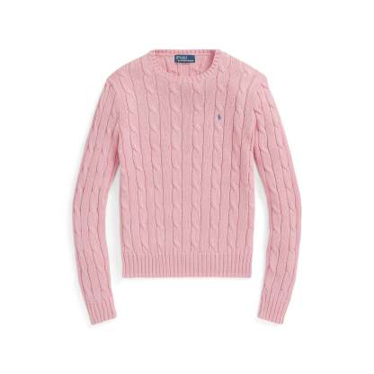 Polo Ralthtph Lauthtren - Julianna Cable-Knit Cotton Crewneck Sweater - Carmel Pink