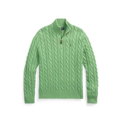 Polo Ralthtph Lauthtren - Cable Knit Cotton Sweater - Green Heather