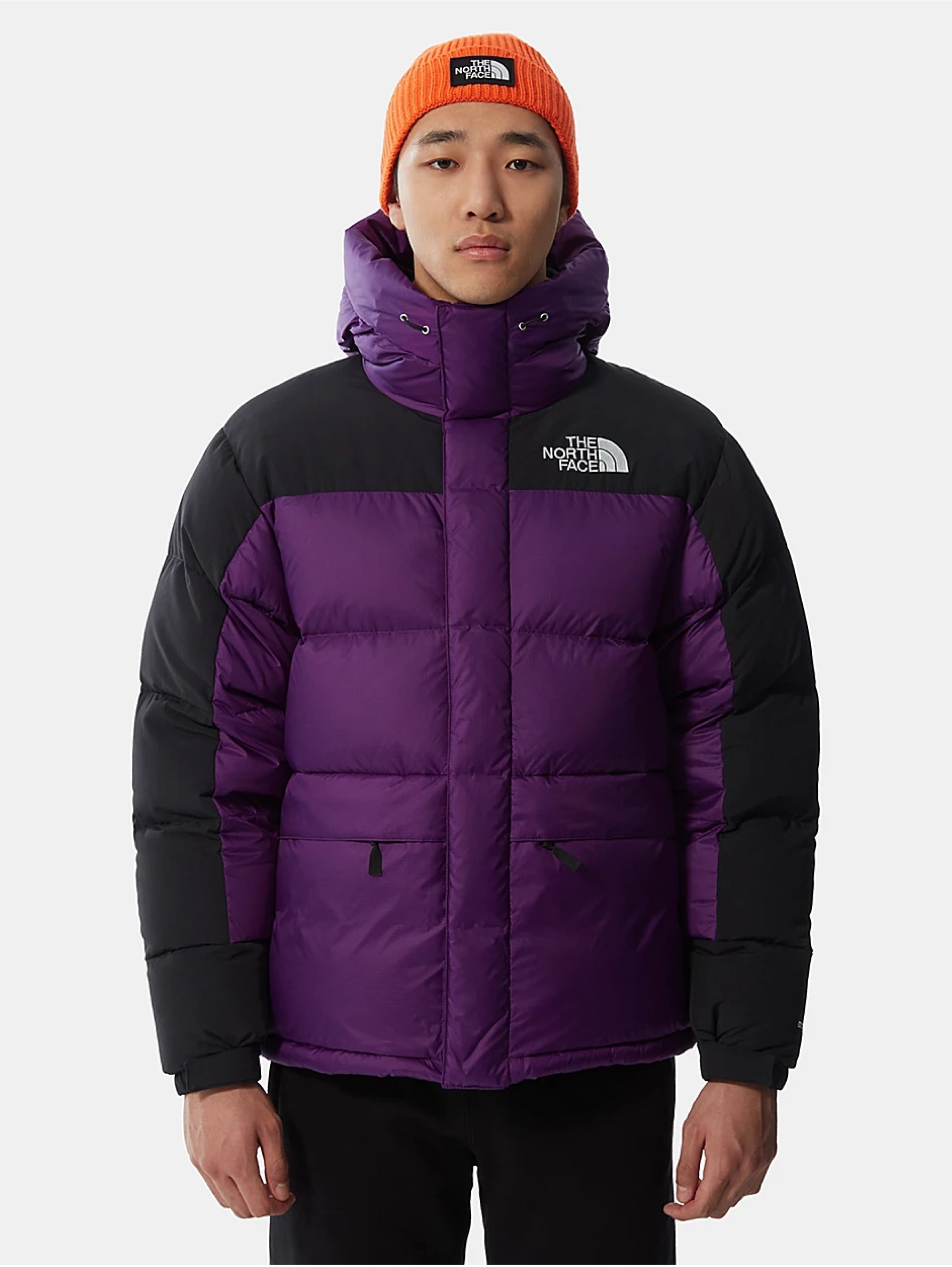 Color Block Purple / Black Down Jacket