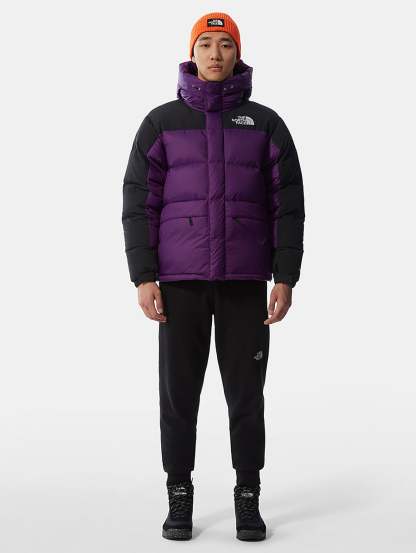 Color Block Purple / Black Down Jacket