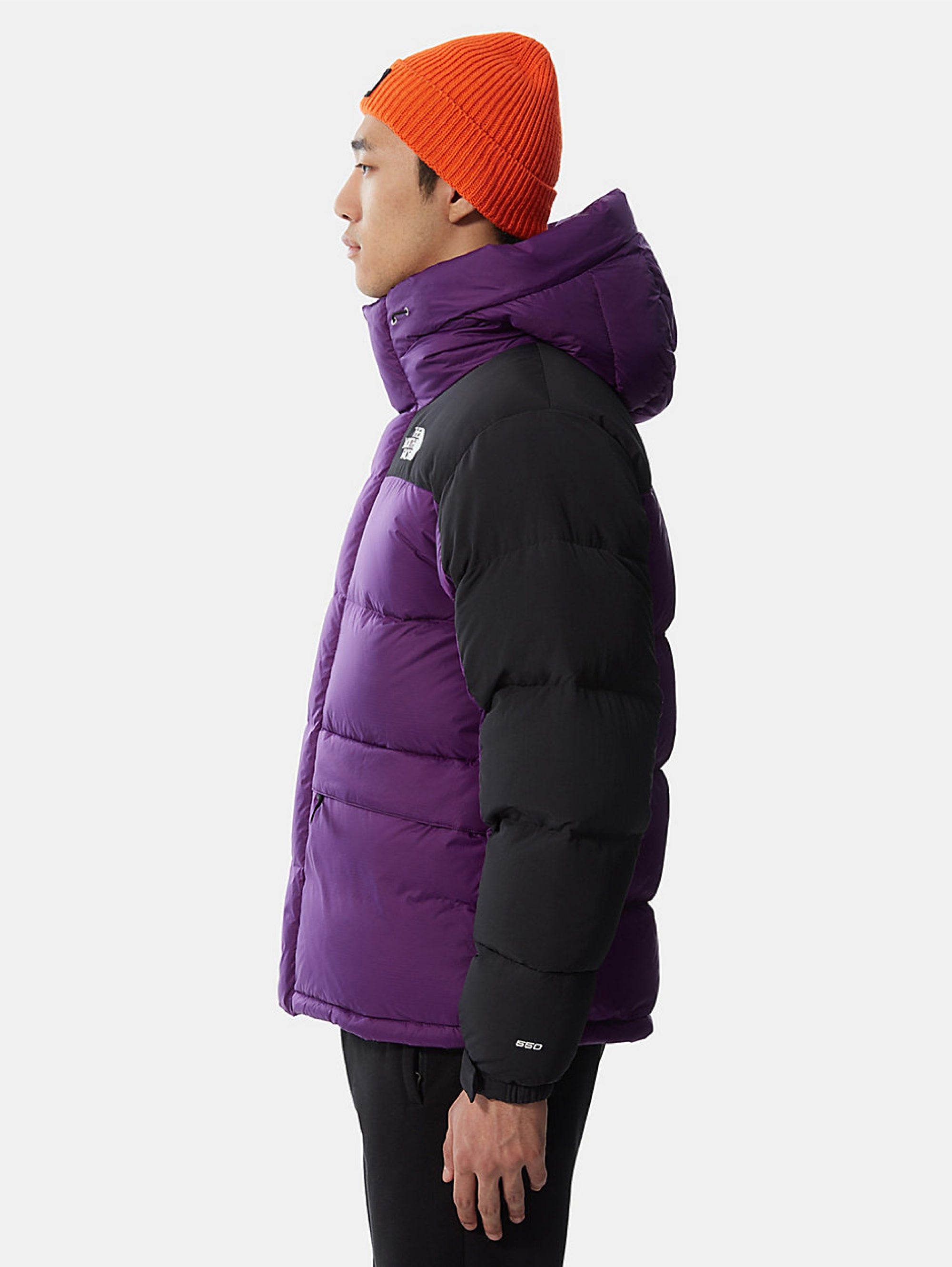 Color Block Purple / Black Down Jacket